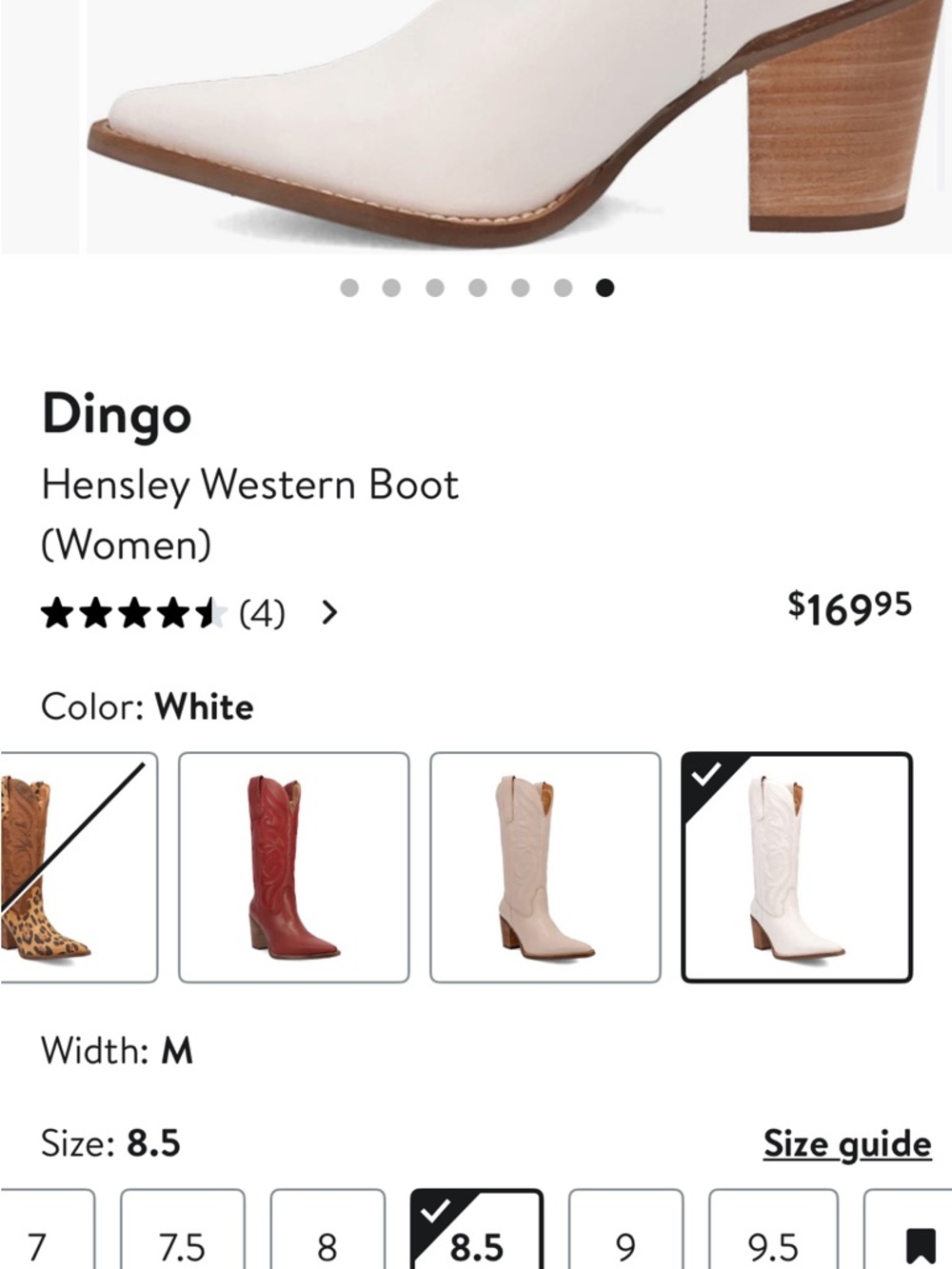 NWOB DINGO White Hensley Western Boot size 9M - Picture 3 of 14